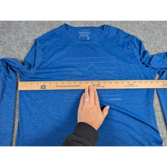 Patagonia Capilene Cool Daily Men Large Blue Long Sleeve Mountain Graphic Shirt - Picture 4 of 6